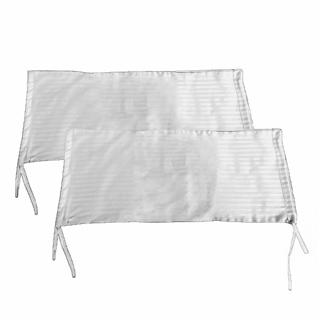 Trance Home Linen 100% Cotton 16X32 Inch 200Tc Striped Bolster Cover | Round Bed Side Long Bolster Pillow Cover To Fit 24 Length 9 Dia | Pack Of 2 Bolster Cover Only (16X32 Inch, White, 2 Piece)
