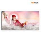 VIBECRAFTS Canvas Paintings for Living Room Drawing Room Big Size Devotional Sai Baba Wall Painting Fitted with Wooden Frame for Home|Office|Gift(PTVCH_2249N)