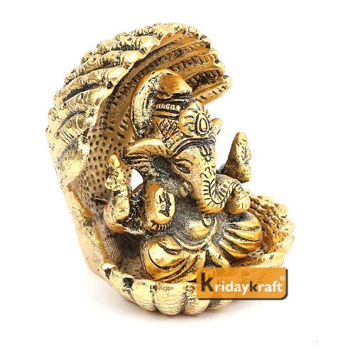Ganesha Sitting Under seep cave Ganesh ji Gold Plated for Home Decor