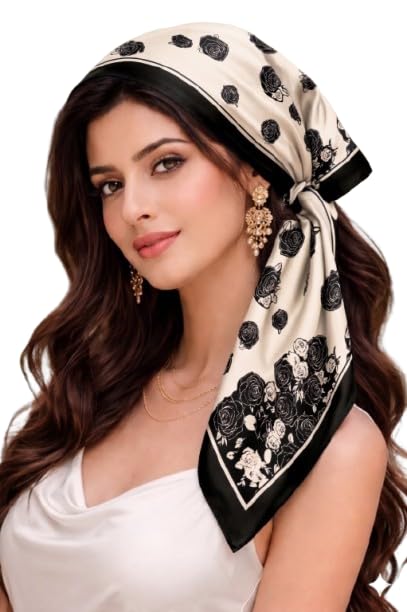 Wirkqeez Silk Head Scarf for Women – Luxury Satin Silk Hair Scarf, Soft Bandana Wrap for Sleeping, Hair Protection & Styling (Multicolor_01)