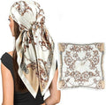 Flavizo Satin Silk Scarf for Women Stylish - White Square Head Scarves | Lightweight Elegant Bandanas for Ladies - White