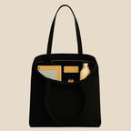 Peach Blossom Women’s Cotton Printed Tote Bag_BLK - SERENDIPITY