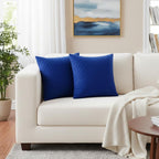STITCHNEST Quilted Velvet Cushion Covers Set of 2 | Soft Blue | 12x12 Inches | Premium Sofa & Living Room Décor