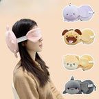 Red Travel Neck Pillow with Button Closure & Eye Mask Set | Soft Fiber Filled U-Shape Head & Neck Support Cushion for Airplane, Car & Office Use | Button Closure (Red)