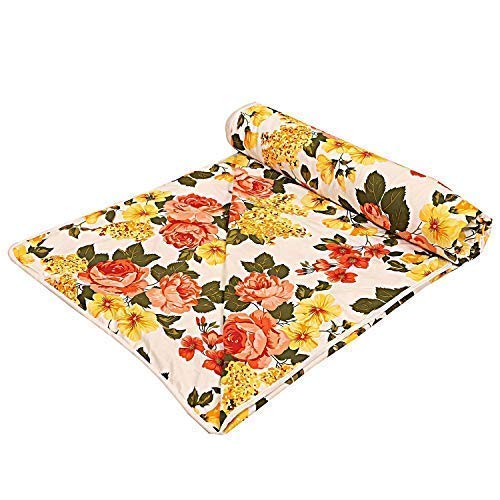 WONDERLOOK 100% Super Soft Reversible Design Dohar I AC Blanket I Blanket for All Season I Gifting (Double, Yellow Flower) Kafalo
