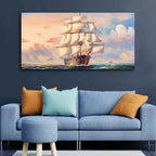 VIBECRAFTS Homcraft Canvas Paintings for Living Room Drawing Room Amazing Sailing Ship Wall Painting Fitted with Wooden Frame for Home|Office|Gift(PTVCH_2265)(48 x 24 Inches)
