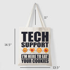 STRUTT Foldable Canvas Tote Bag for Women, Tote Bag for College Girls,100% Organic Cotton Reusable Shopping Bag for Grocery, Eco-Friendly Multi-Purpose Bag for Travel & Daily Use- Tech Support