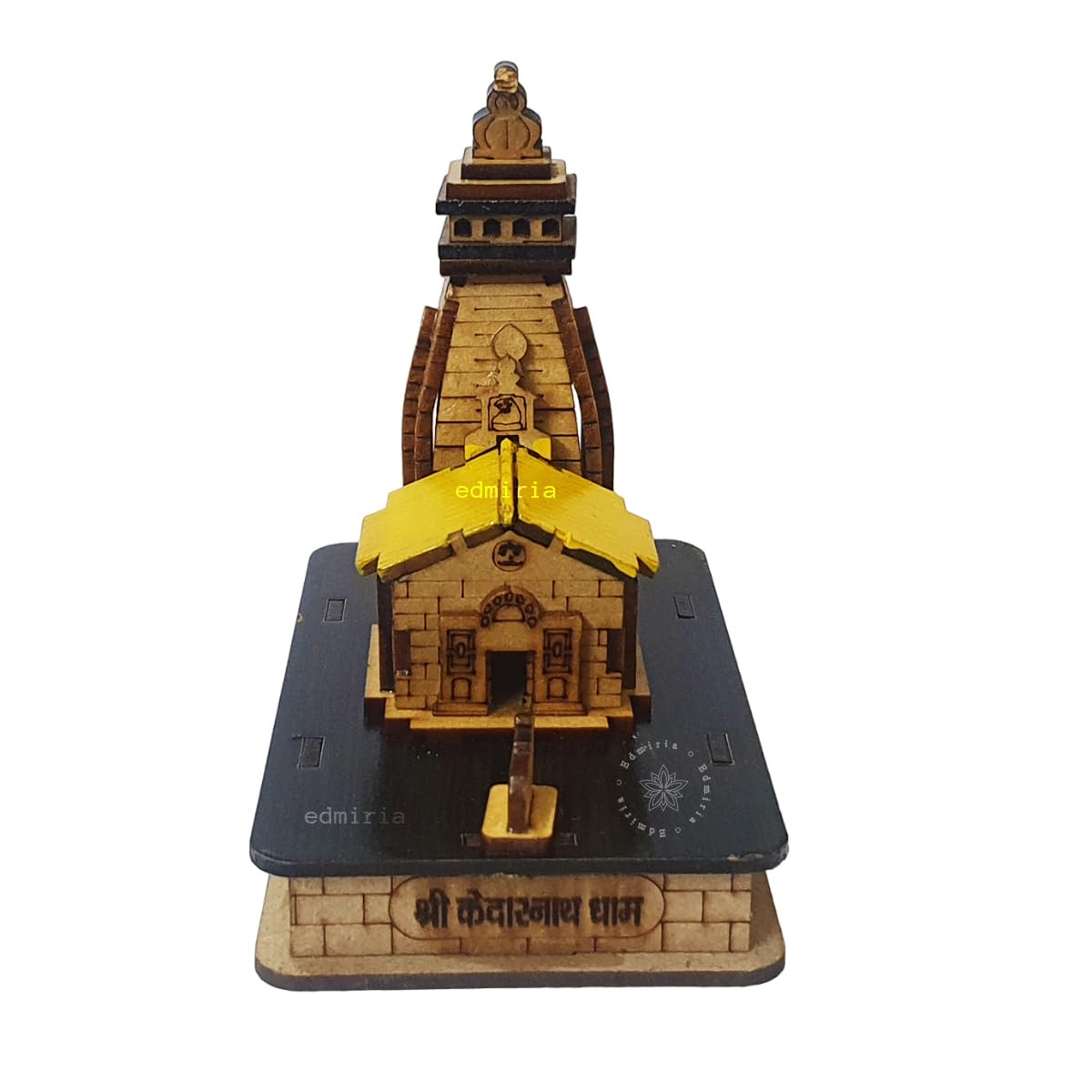 EDMIRIA Kedarnath Temple 3D Miniature Kedarnath Mandir Shree Kedarnath Dham, Lord ShivJi Decorative Wooden Showpiece - Brown, White (Medium (15x9.5x12.5 cm))