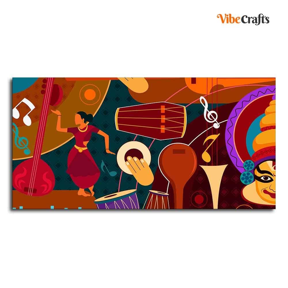 VIBECRAFTS Canvas Paintings for Living Room Drawing Room Dance & Music Instruments Canvas Wall Painting for Homedecore|Office|Gift|Livingroom|Bedroom(PTVCH_2399N)(48 x 24 Inches)