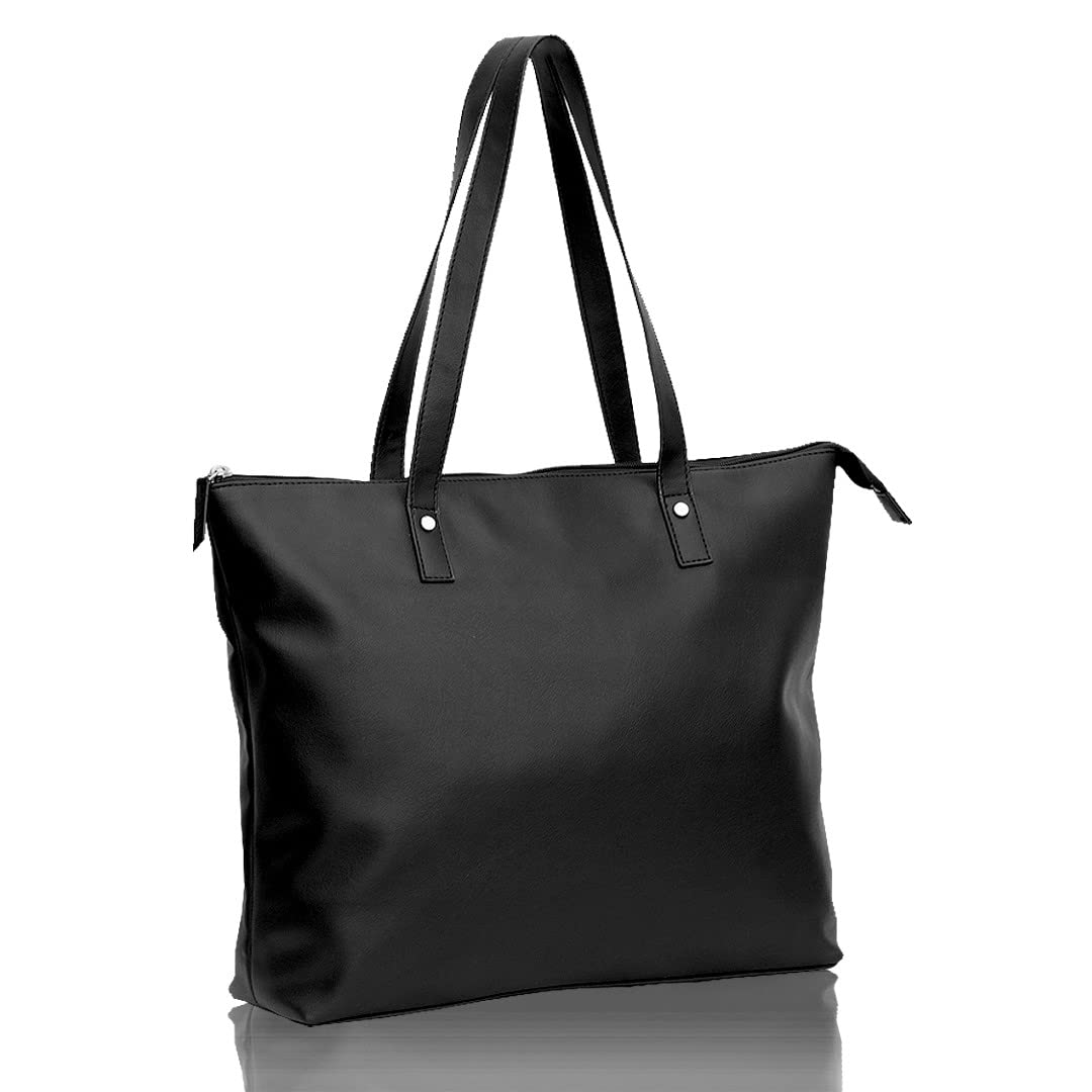 Aquatan Women's Back To Work Tote Bag With Wallet Pouch (Black Solid)