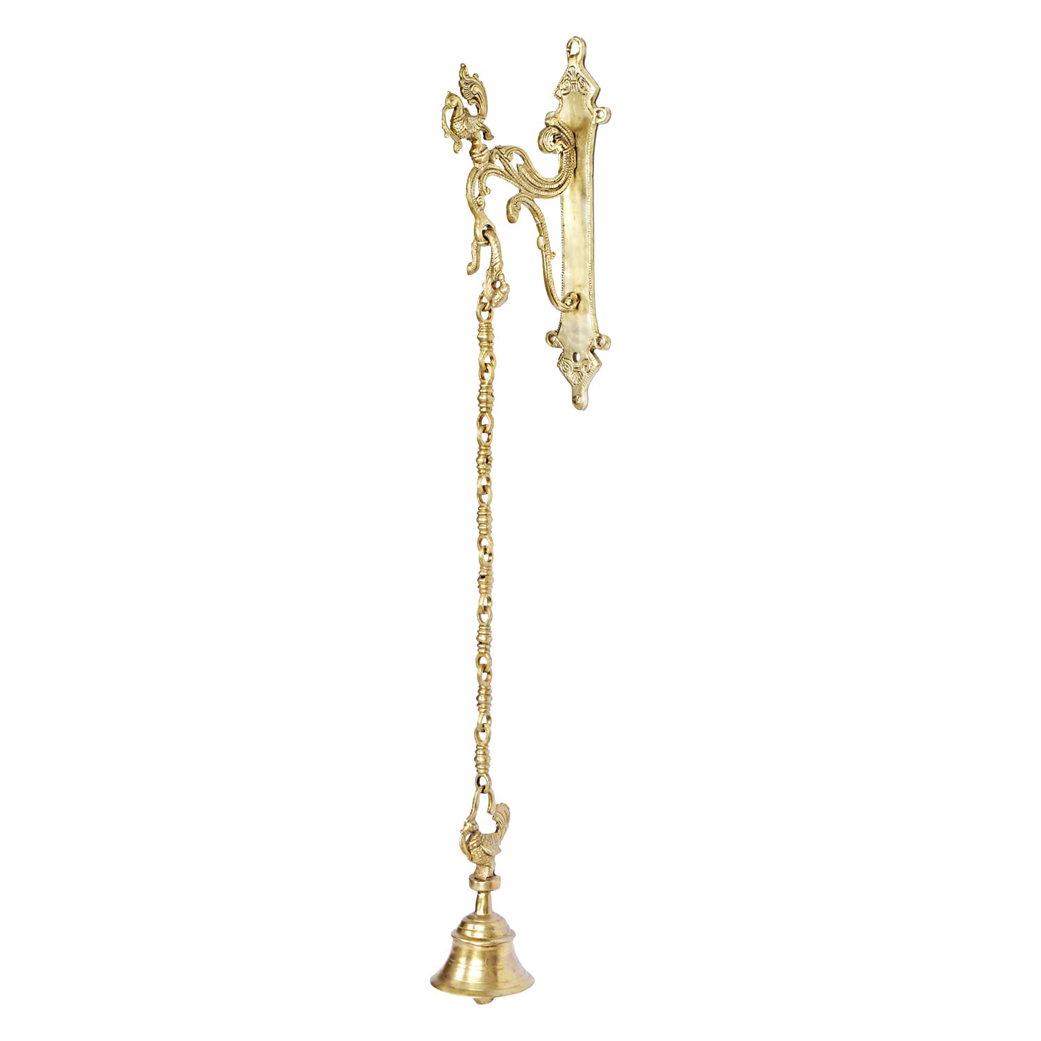 Artvarko Brass Designer Peacock Hook Holder for Wall Hanging Diya Bells Lantern Hanger Planter Lanterns Wind Chimes Baskets Ornaments 12 Inch