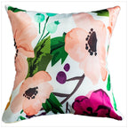 Vendola Printed Satin Sofa Cushion Covers Set of 5 16 inch x 16 inch, Blue, White & Red Throw Pillow Covers for Sofa, Decorative Cushion Covers for Living Room, Bedroom, Couch, (Blossom, 16x16)