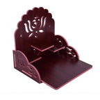 Om Shree Fully Handmade Beautiful Wooden Home and Office Temple/Pooja Mandir(28 x 28 x 26 cm) (Maroon 2)