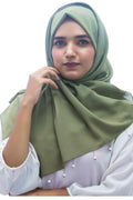 Urshia Georgette Pearl Hijab With Moti Latkan and Diamond Accents (Mehendi Green)