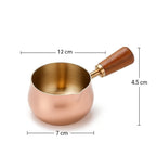 Yopple Mini Milk Pan with Wooden Handle Premium Stainless Steel Coffee Warmer Pot with Copper Finish Small Sauce Pan for Coffee, Butter Melting, Tea, Sauces and Daily Kitchen Cooking Use