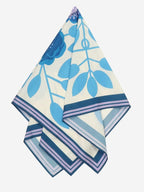 Beau Design Women's Stylish Square Polyster Trendy Digital Printed Fashion Head Neck Scarf Stole Wrap - Blue White Large 29 X 29