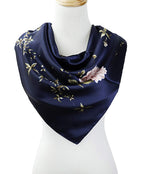 PALAY Satin Square Scarf For Women Hair Wrap 35 x 35 Navy Blue