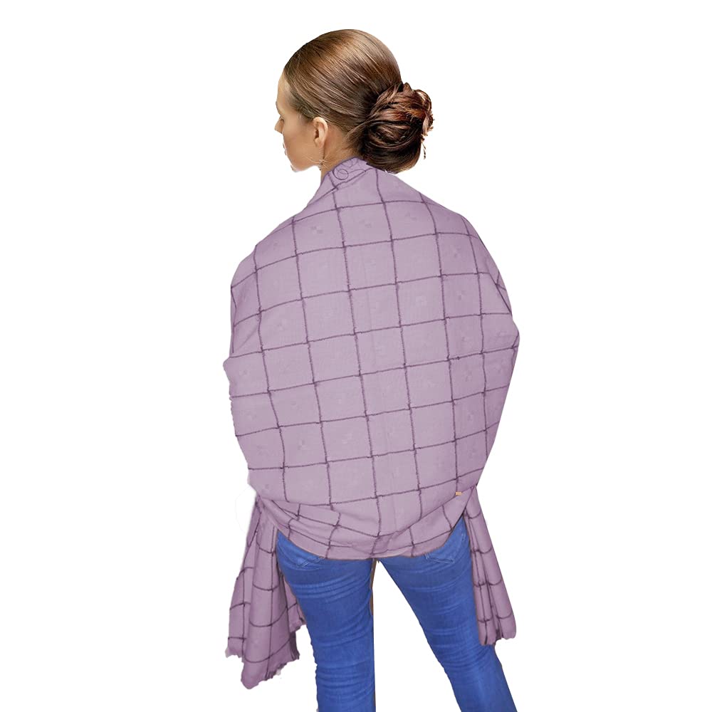 JMP Women's 100% Pure Wool Heavy Embroidery Shawl, Warm and Soft texture, Luxury Shawls, Stoles, Wraps (Grey)