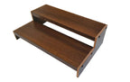 Traditional Wooden Teak Puja Chowki, Two-Tier Prayer Table Stand, Dark Brown Finish, Temple Platform for Religious Ceremonies