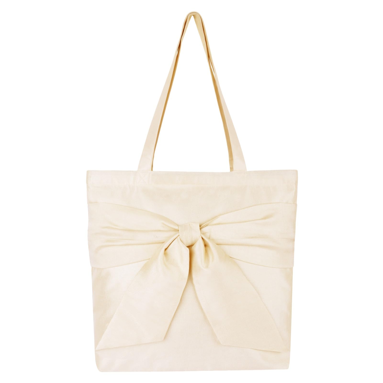MASQ Cute Genes Foldable Reusable Tote Bag for Women with Zip & dual inner Pockets | College Bag for Girls | The Big Bow Design Tote for College, Shopping, Travel & Beach | Multi-Purpose Sturdy Bag