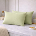 THE HOME STYLE Solid Cotton Feel Pillow Covers (18 x 28 inches, Set of 2 Pcs) | 300 TC | Super Soft & Smooth (Sage Green)