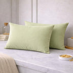 THE HOME STYLE Solid Cotton Feel Pillow Covers (18 x 28 inches, Set of 2 Pcs) | 300 TC | Super Soft & Smooth (Sage Green)