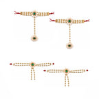 Anuradha Plus Jewellery Designer Mogra flower Jewellery Combo Set With Red Stone | Handmade Maharashtrian Floral Jewellery | Haldi, Mehendi, Wedding, Festival & Bridal Wear |For Baby Shower | For Womens & Girls. (Red)