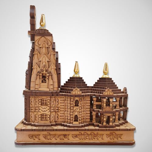 A&S Ventures Authentic Wooden Somnath Temple Model - Handcrafted for Home Pooja, Temple, and Gifting | Mahashivratri Special Design
