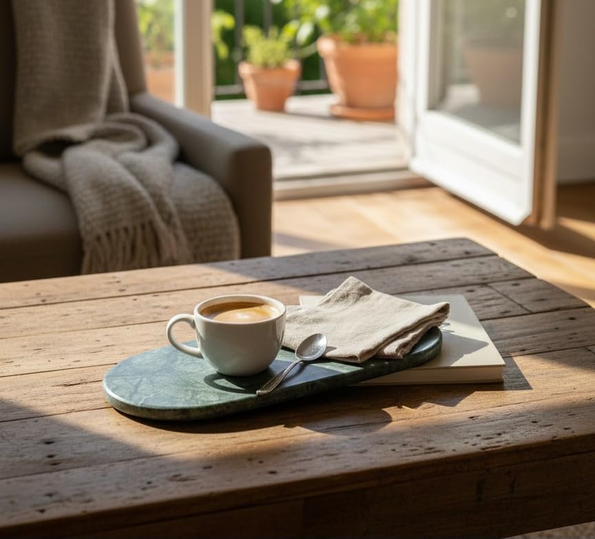 Green Marble Decorative Tray for Home Décor | Natural Stone Serving Tray for Dining Table, Coffee Table, Vanity, Bathroom & Kitchen | Multipurpose Luxury Marble Platter (30 cm)