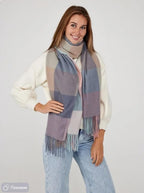 Alexvyan Female Winter Warm Long Stoles Shawls Big Checked Scarves Woolen Women Casual Scarf Soft Wrap For Casual Formal Occassions- 200Cm*70Cm (Green & Multicolor)