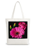 MINTHILL Canvas premium Tote Bag for Women with Zipper & liner, innerpocket Reusable Shoulder Bag for Shopping, Work, Travel, Daily Carry, Lightweight, Easy Care (Pink Rose)