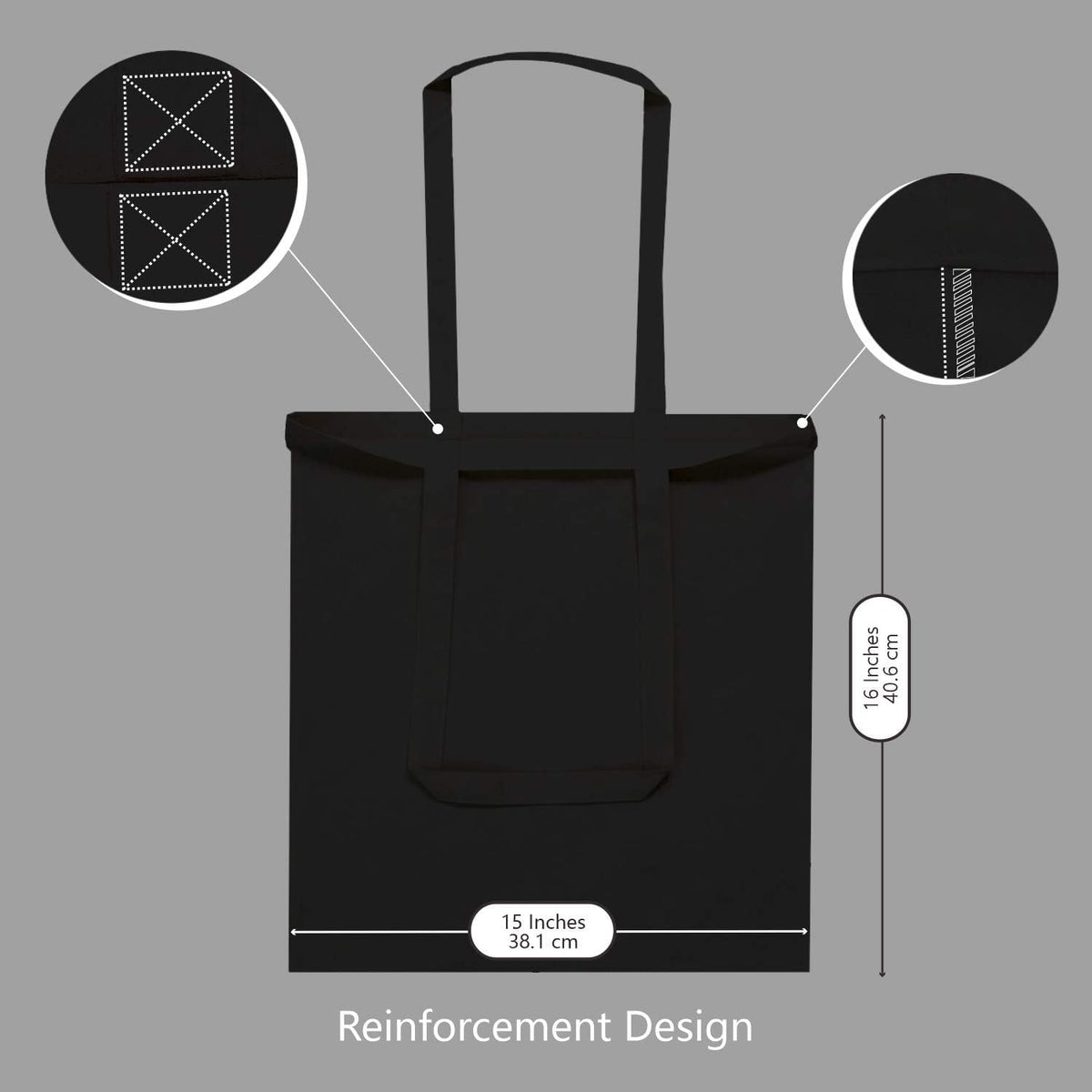 MyOrganicBag Economical Sustainable Cotton Tote Bag, Lightweight Medium Reusable Grocery Shopping Cloth Bags, Suitable for DIY, Advertising, Promotion, Gift, Activity - Black (Pack of 6)