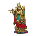 SVARUP Brass Radha Krishna Idol Statue Playing Flute for Puja Mandir Radha Krishan Murti Sculpture Gift & Home Decor Height 8 Inches
