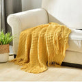 Tarantaran 100% Cotton Throw 50 X 60 Inches Decorative Living Room Couch and Sofa Knitted Blanket with Tassels Chevron, (127 X 152 Cm), 200 TC (Mustard) Kafalo