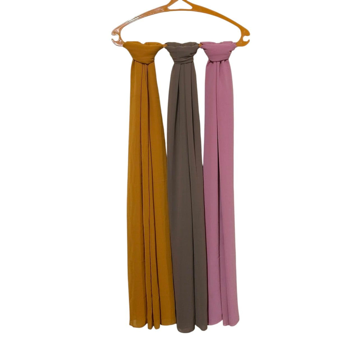Premium Georgette Hijab for Women - 2 Meter Long Stylish | Stole | Lightweight Breathable Daily & Occasion Wear | Single Piece & Pack Of 3 Multicolor (3, Pink, Mustered Yellow, Rusty Brown)