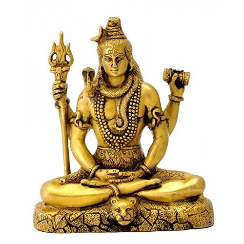 ARTVARKO™ Lord Shiva Meditation Brass Metal Bhagwan Shiv Murti with Trishul Statue Home Decor Mandir Puja Temple Pooja 8 Inch