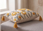 Furnistitchs Boho Rectangle Cushion Cover 12x20 inches | Handmade Decorative Throw Pillow Case | Bohemian Home Decor Sofa Bed Cushion Cover Living Room Bedroom (2, Yellow Oval, 12x20 inches)