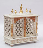 Jodhpur Handicrafts MDF Wood Home Temple Puja Mandir Home Temple Pooja Mandir with Door Pooja Room Stand (18 inch x 9 inch x 22 inch, White)