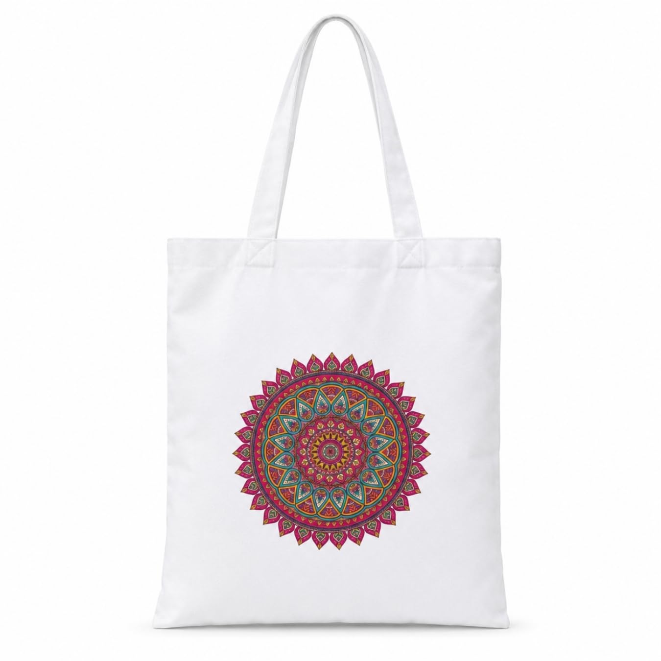 Adorvue Premium Reusable Colourful Mandala Printed Tote Bag Stylish Eco-Friendly Cotton Handbags, Canvas Bags for College, Shopping, Office, Travel, Grocery Runs, Beach Day and Casual Outing Pack of 1