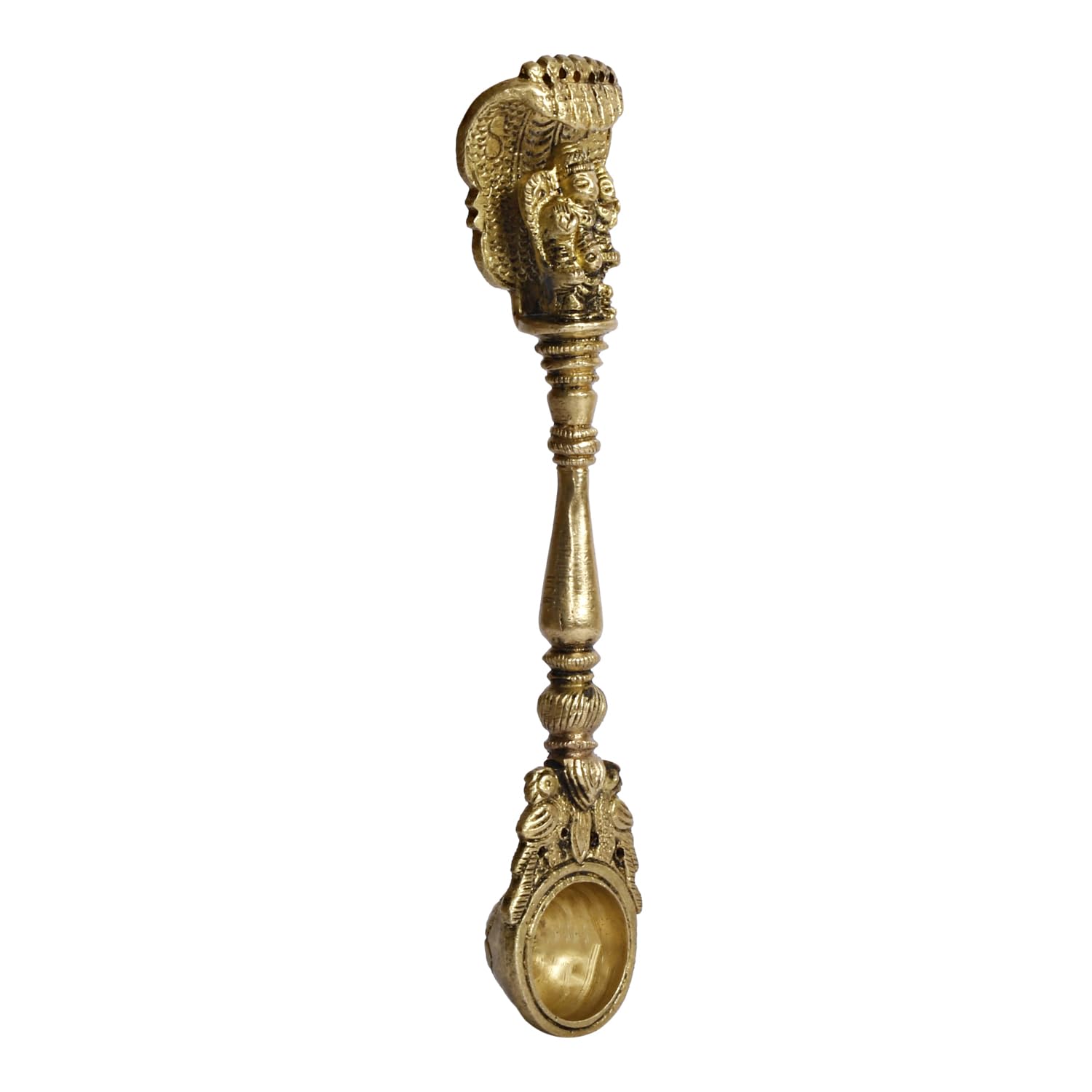 ARTVARKO Brass Havan Spoon Vishnu Laxmi Garuda Idol Sculpture Sheshnaag Ritual Achmani Spoon for Hawan Kund Ghee Pooja 6.5 Inch