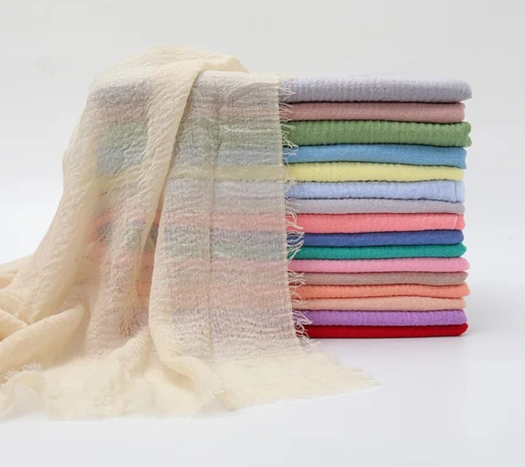 IBA ISBA COLLECTIONS Women's Crinkle Cotton Scarf, Stoles, Hijab (80 x 190 Cms) (Dew)