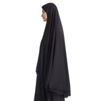 Muslim Hijab for Women Instant Big Hijab Khimar Abaya 1pc Soft Lace Scarf, Black, Large