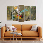 VIBECRAFTS Beautiful Shree Ganesh Premium Wall Painting Set of Five Pieces For Home|Office|Living Room|Gift (PTVC5Pcs2_6549)