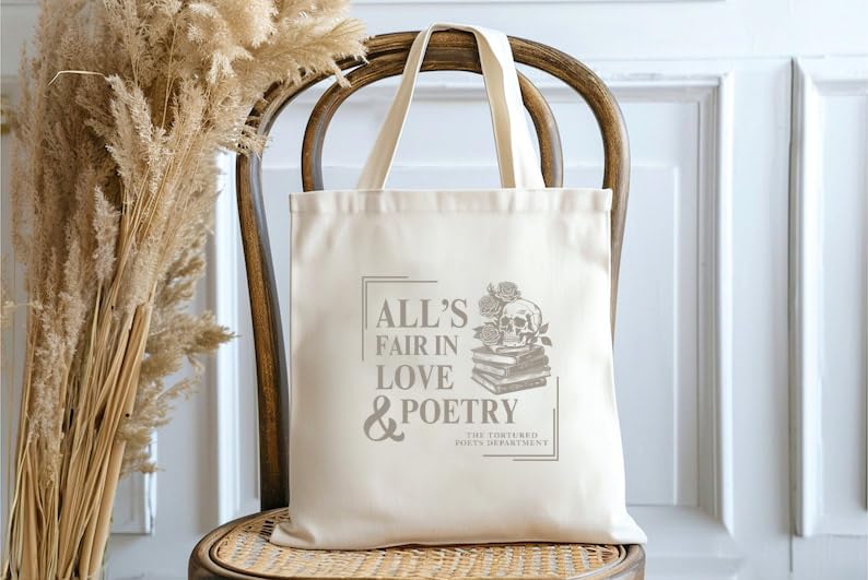 THE UMBRELLA STORE Tote bag, Cotton tote bag with pocket inside (Tortured Poet)