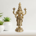 ARTVARKO Brass Tirupati Balaji Venkateshwara Idol Vishnu Chakra Namah Shankh Statue Murti Lord Srinivasa Pooja Vastu Religious Idol for Home Office Temple Decor Gift 18 Inch.