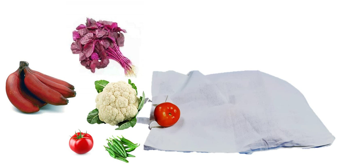 LUSKA Cotton Grocery Shopping Bags (Pack of 5) | with Handles | Hold 6 kg | 13 x 15 | White Hand-Made Reusable Eco Friendly Biodegradable Jhola Bag | Grocery Bags for Shopping | Gift Bags