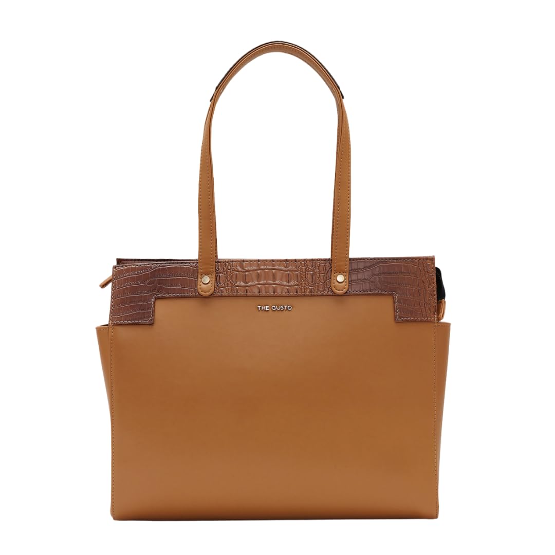 The Gusto Estelle - Premium Large Size Vegan Leather Tote Bag for Women | Stylish Hand Bag/Shoulder Bag with Zip | College, Casual Use, Office Tote Bag