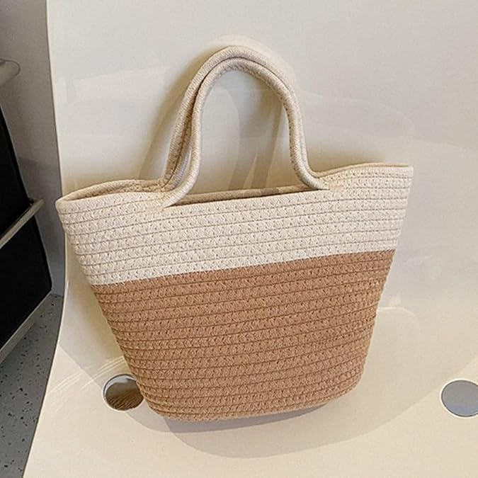 BEAUTIFUL HOMMIES Attractive Hand Bag |large Tote Bag |Summer Bag | Bucket Bag | Basket Bag | Bamboo Tote | Beach Bags for Women|Boho Bag|Handbag |Jute Bag |Handmade Bag (BEIGE STYLISH)