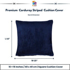 RD TREND® Cushion Cover Set of 5, Decorative Sofa Living Room Home Square Cushion Covers 16 Inch x 16 Inch, Aesthetic Corduroy Striped Double Sided (Navy Blue,Pack of 5)