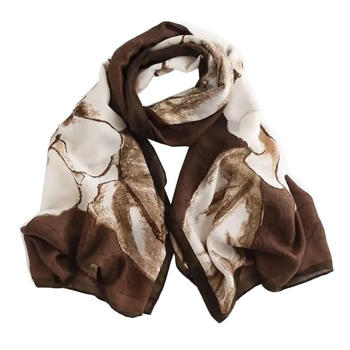 ICW Women's Floral Printed Cotton Scarf Stoles Shawl (Brown)